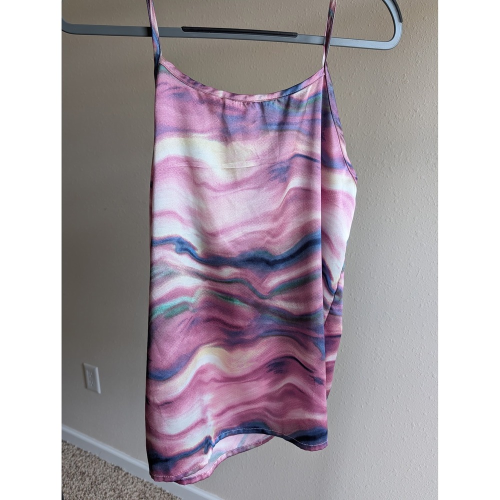 Love to sleep Pink Purple Marble Satin Cami Top Adjustable Straps 1X SPJS29SXR